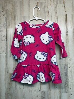 Hello Kitty Toddler Girls Print Drop Waist Dress with Long Sleeves Size 12M